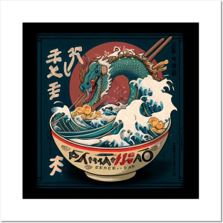 Ramen of Kanagawa  monster dragon in sea Posters and Art